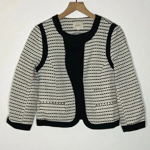 Loft Open Front Black and Ivory Blazer